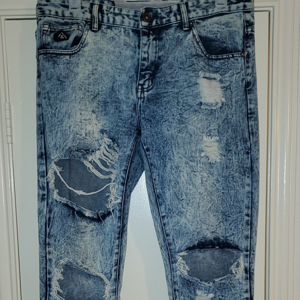 Men's DNM Collection distressed Jeans Size 36 slim fit boot cut zippers